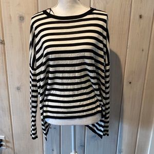 Cream and black striped H&M high low sweater